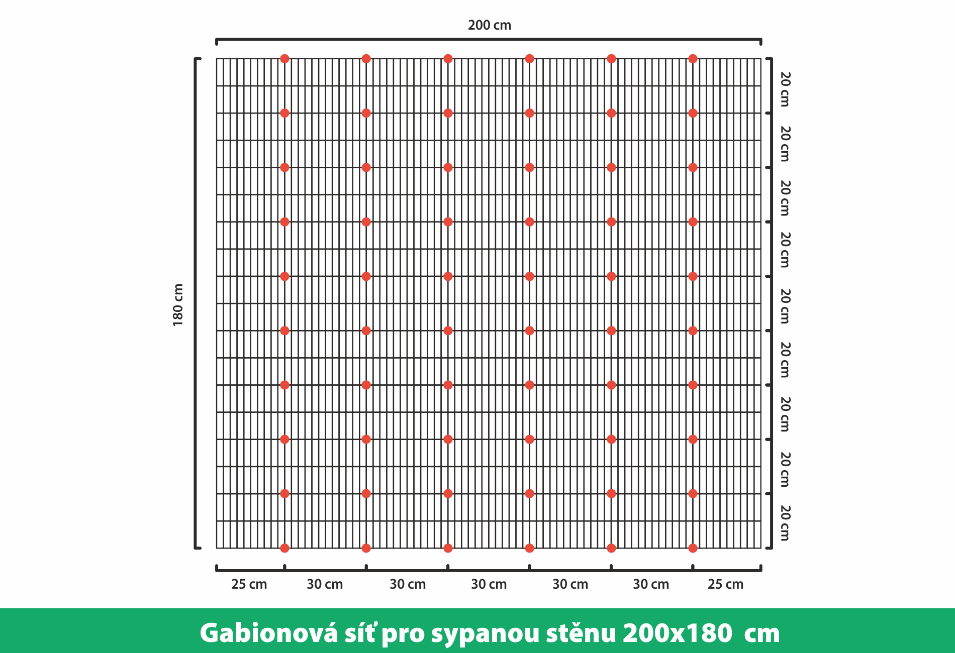 Spony STONE pro gabionovou síť s oky 25 x 100 mm, rozměr 200 x 180 cm